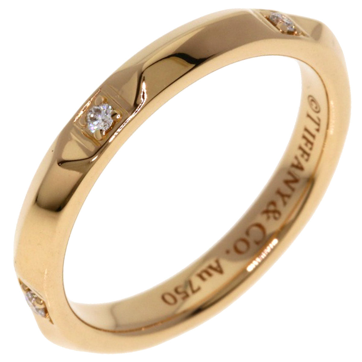 TIFFANY&Co. True Band Ring Diamond Ring K18 Pink Gold Ladies [Used]