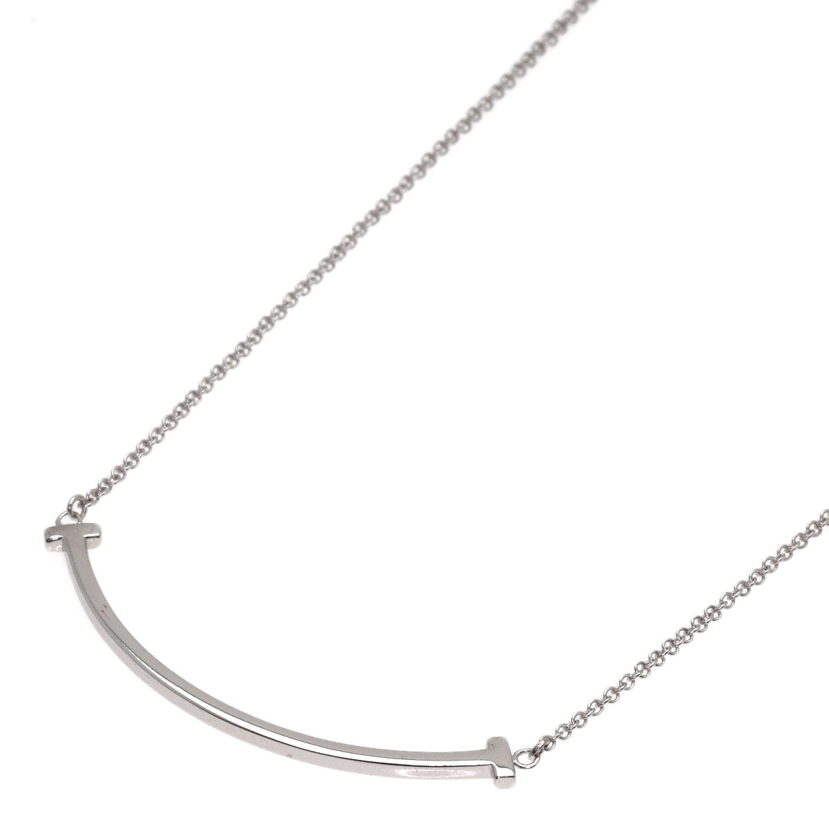 TIFFANY&Co. T smile small Necklace K18 White Gold Ladies [Used]