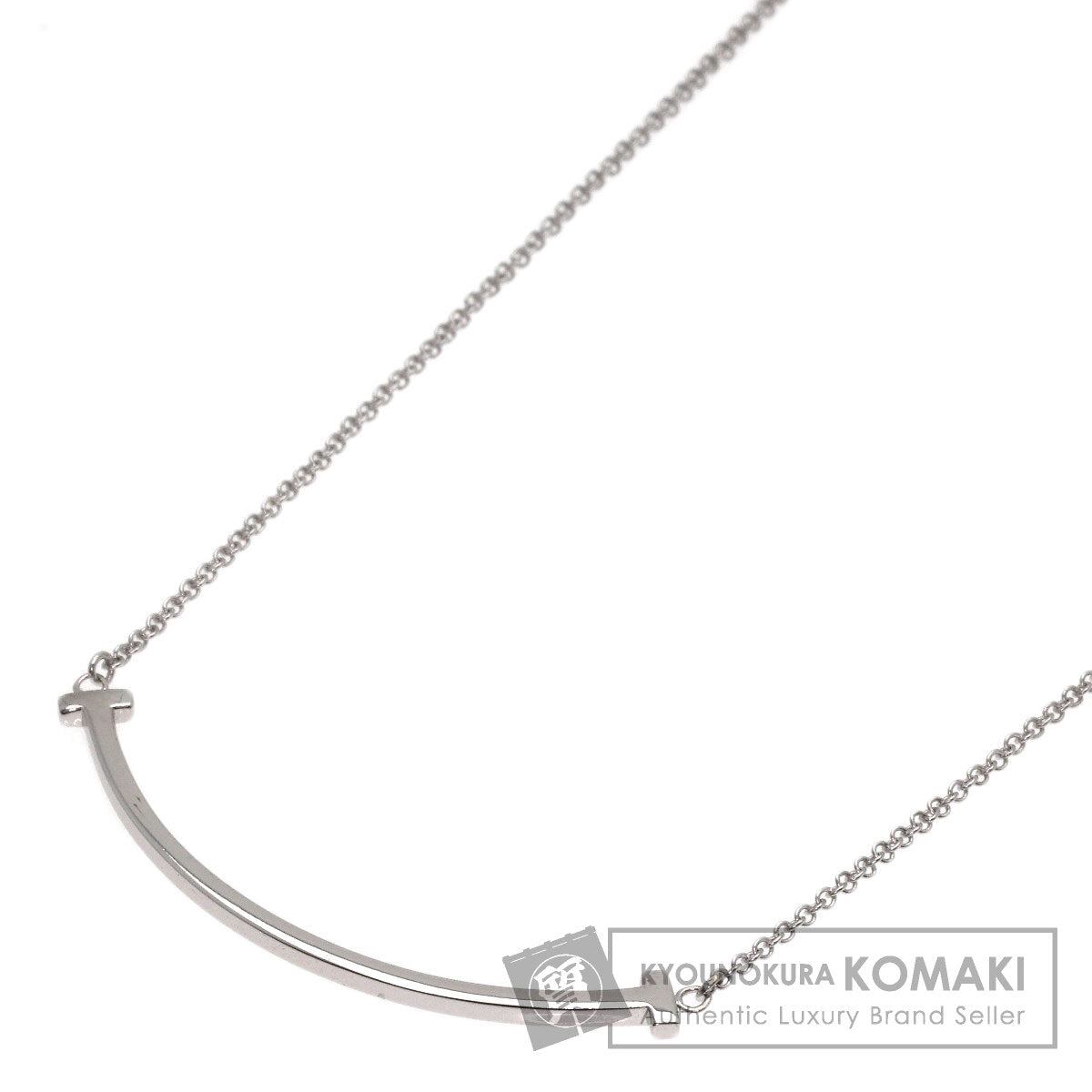 TIFFANY&Co. T smile small Necklace K18 White Gold Ladies [Used]