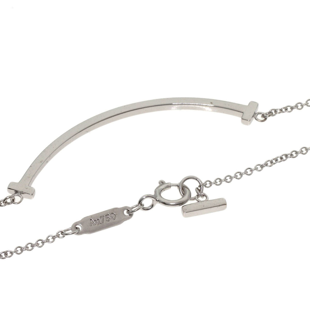 TIFFANY&Co. T smile small Necklace K18 White Gold Ladies [Used]