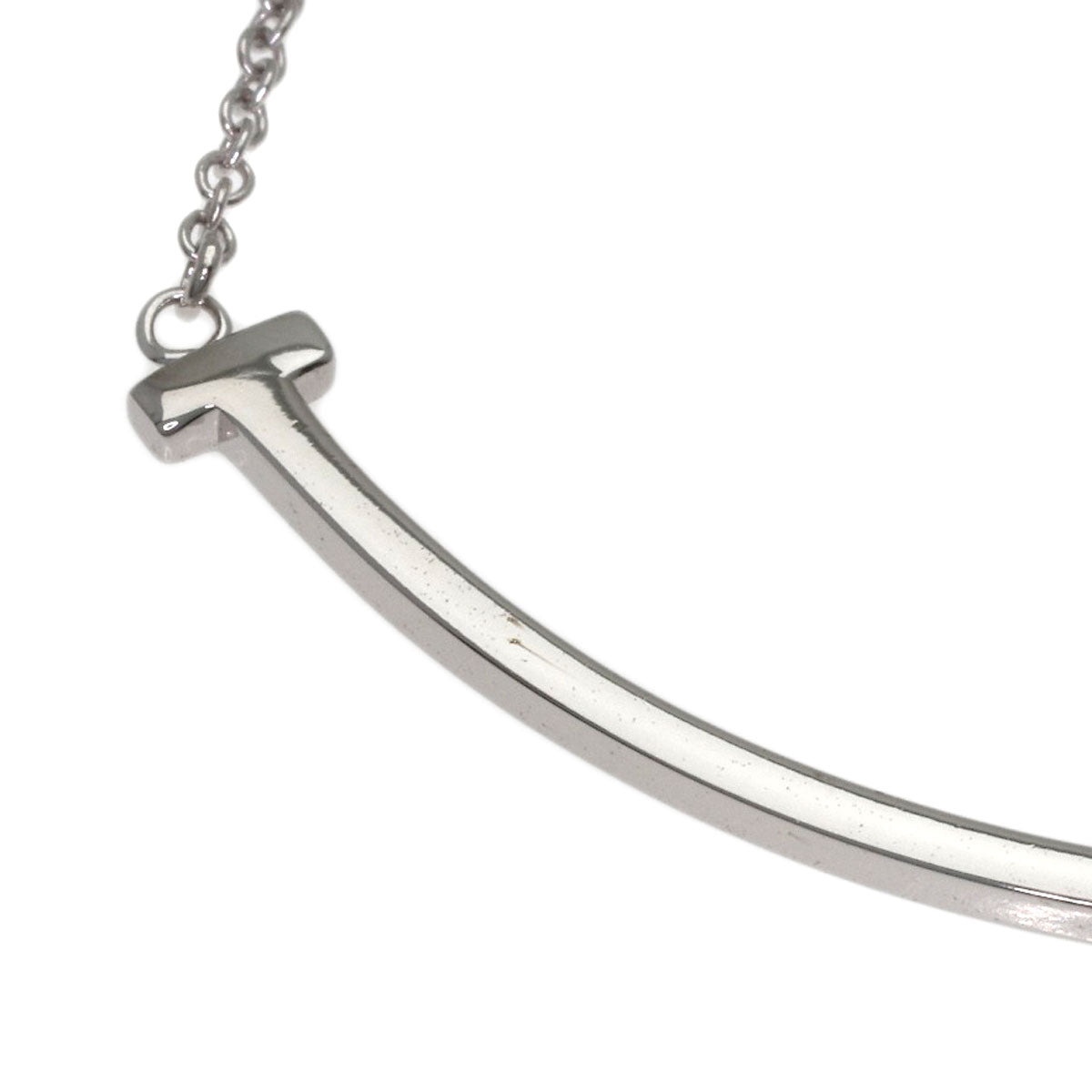 TIFFANY&Co. T smile small Necklace K18 White Gold Ladies [Used]