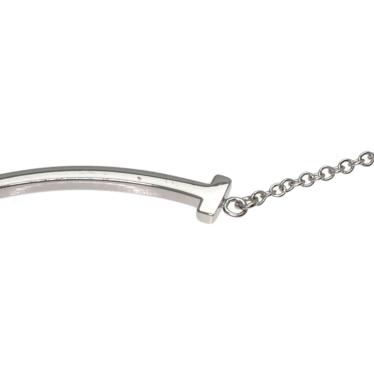 TIFFANY&Co. T smile small Necklace K18 White Gold Ladies [Used]