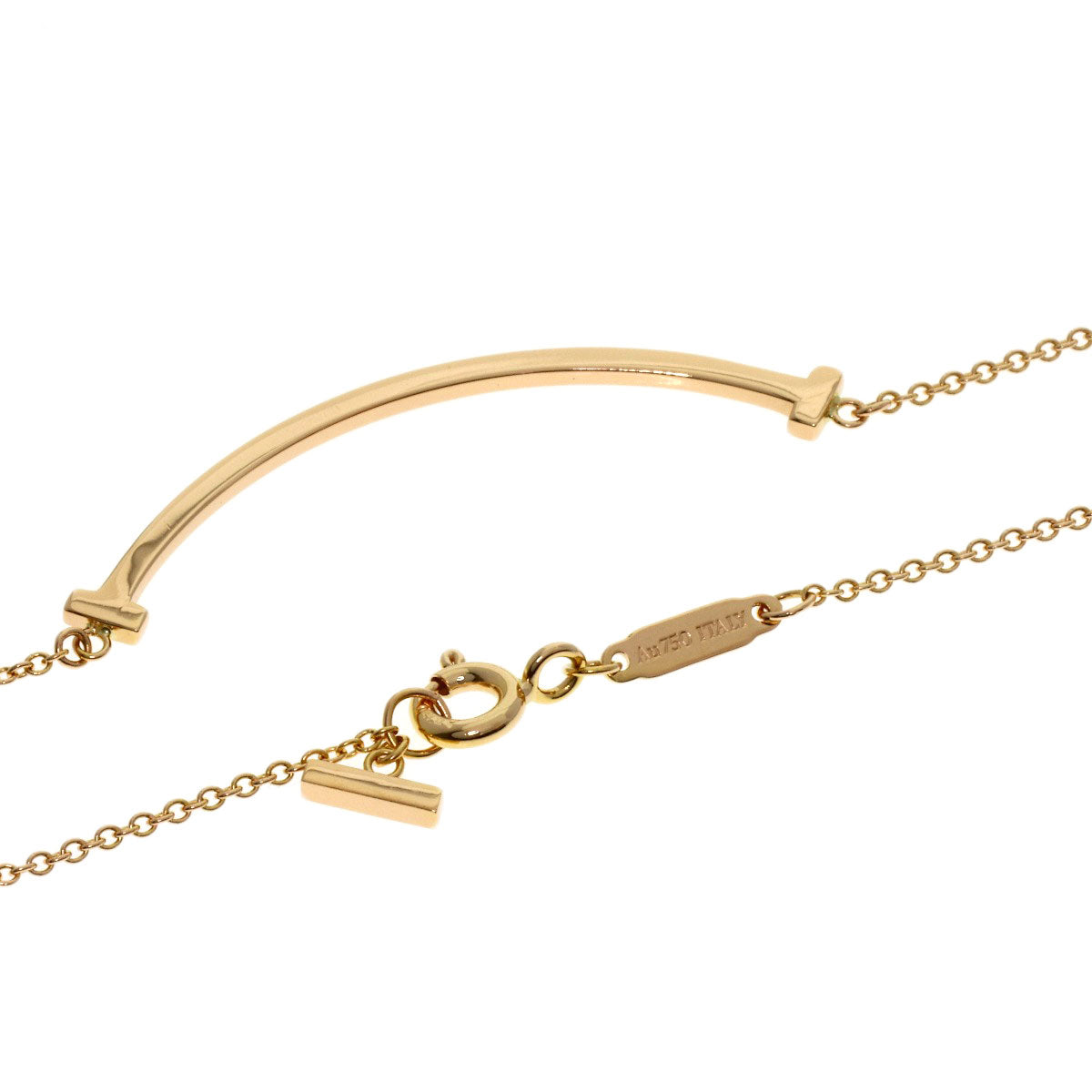 TIFFANY&Co. T smile small Necklace K18 Pink Gold Ladies [Used]
