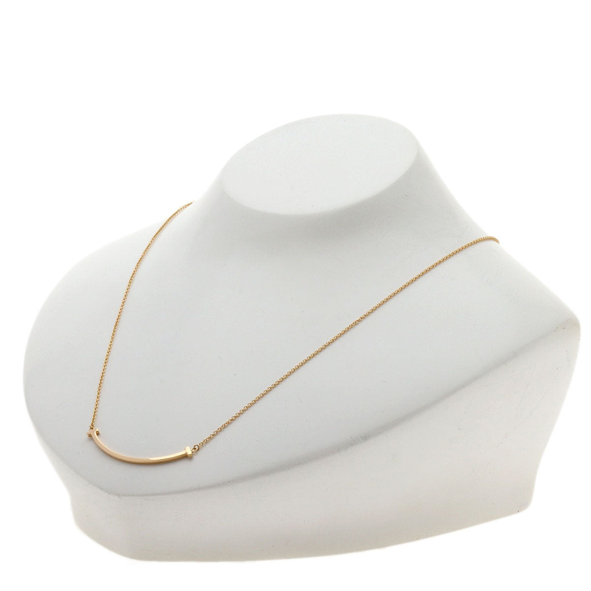TIFFANY&Co. T smile small Necklace K18 Pink Gold Ladies [Used]