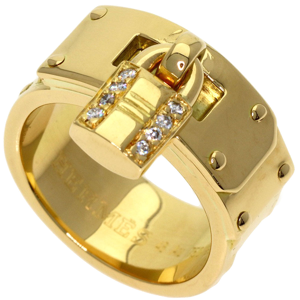 HERMES Cadena Diamond #48 Ring K18 Yellow Gold Ladies [Used]