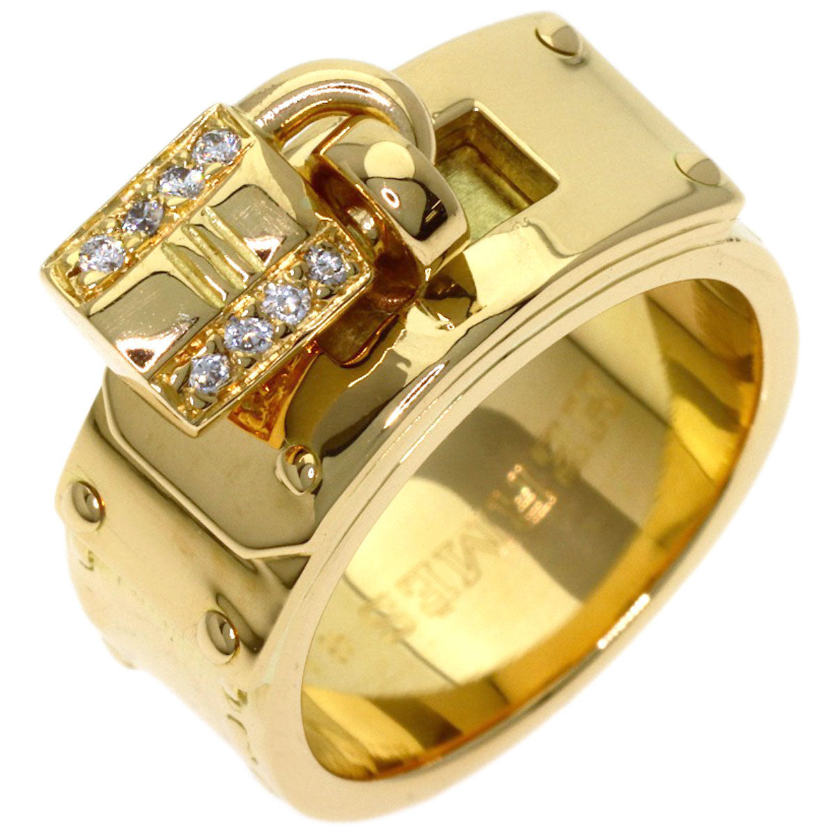HERMES Cadena Diamond #48 Ring K18 Yellow Gold Ladies [Used]