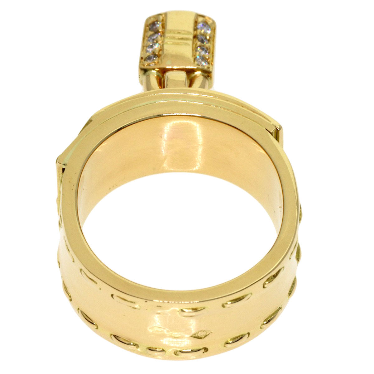 HERMES Cadena Diamond #48 Ring K18 Yellow Gold Ladies [Used]