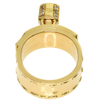 HERMES Cadena Diamond #48 Ring K18 Yellow Gold Ladies [Used]