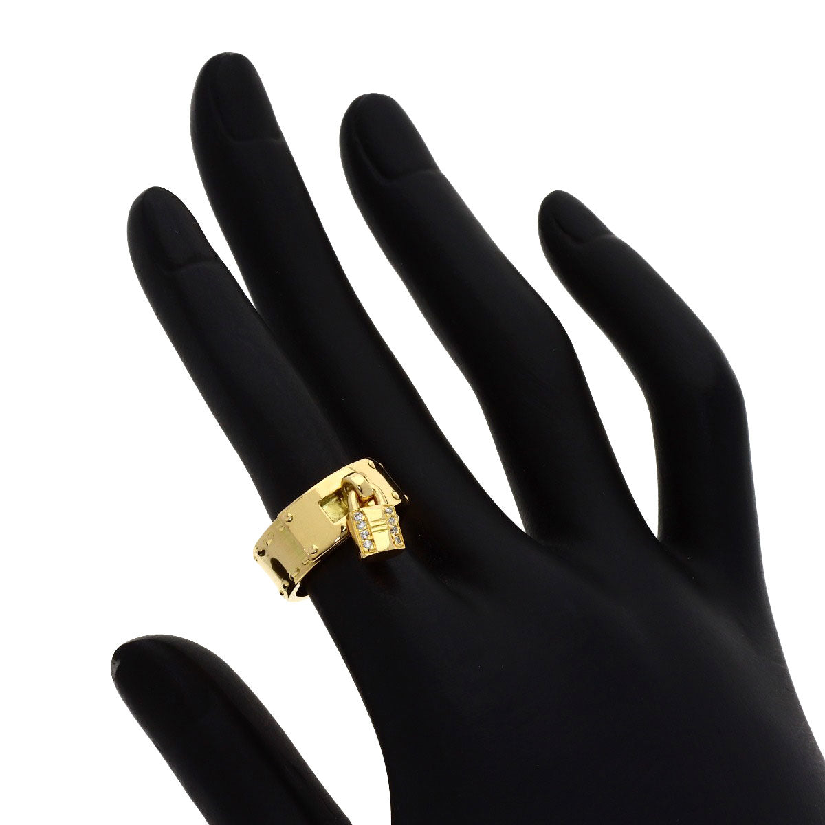 HERMES Cadena Diamond #48 Ring K18 Yellow Gold Ladies [Used]