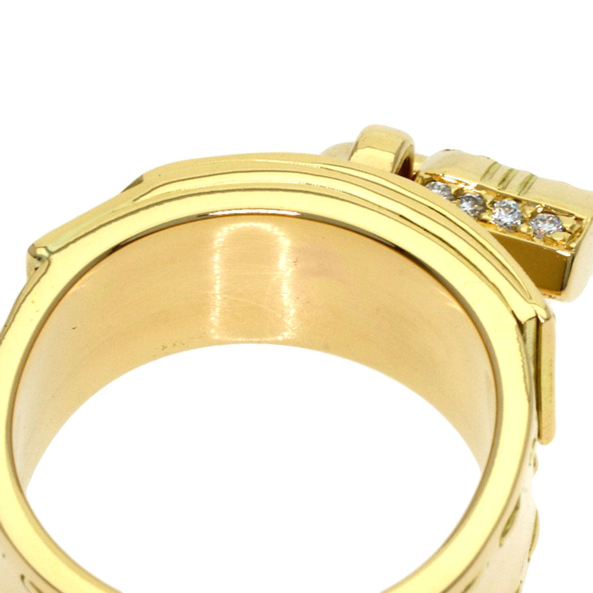HERMES Cadena Diamond #48 Ring K18 Yellow Gold Ladies [Used]