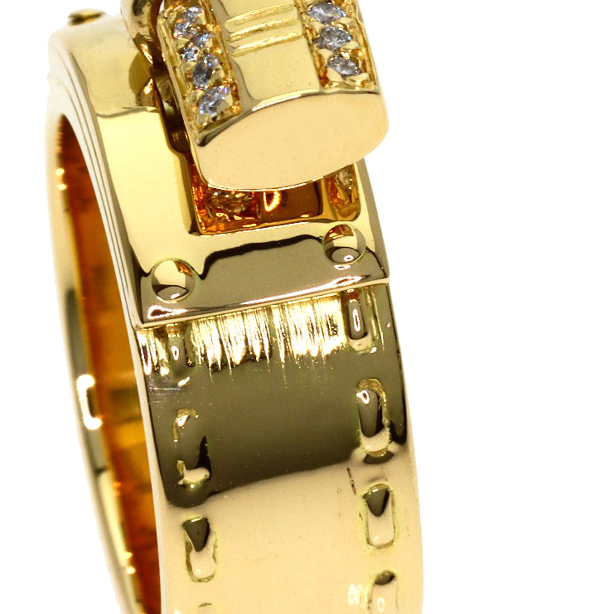 HERMES Cadena Diamond #48 Ring K18 Yellow Gold Ladies [Used]