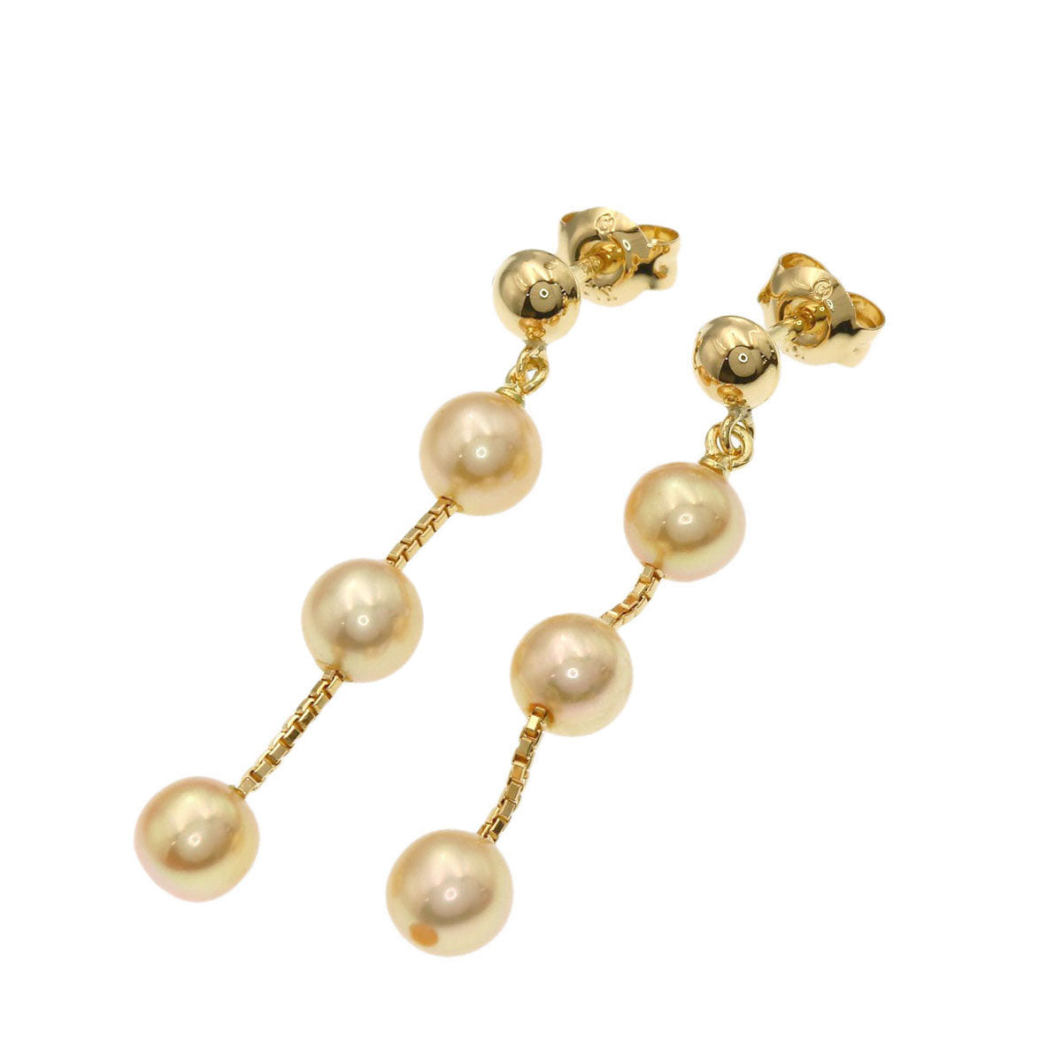 TASAKI Station Drop Pearl Pearl earring K18 Yellow Gold Ladies [Used]