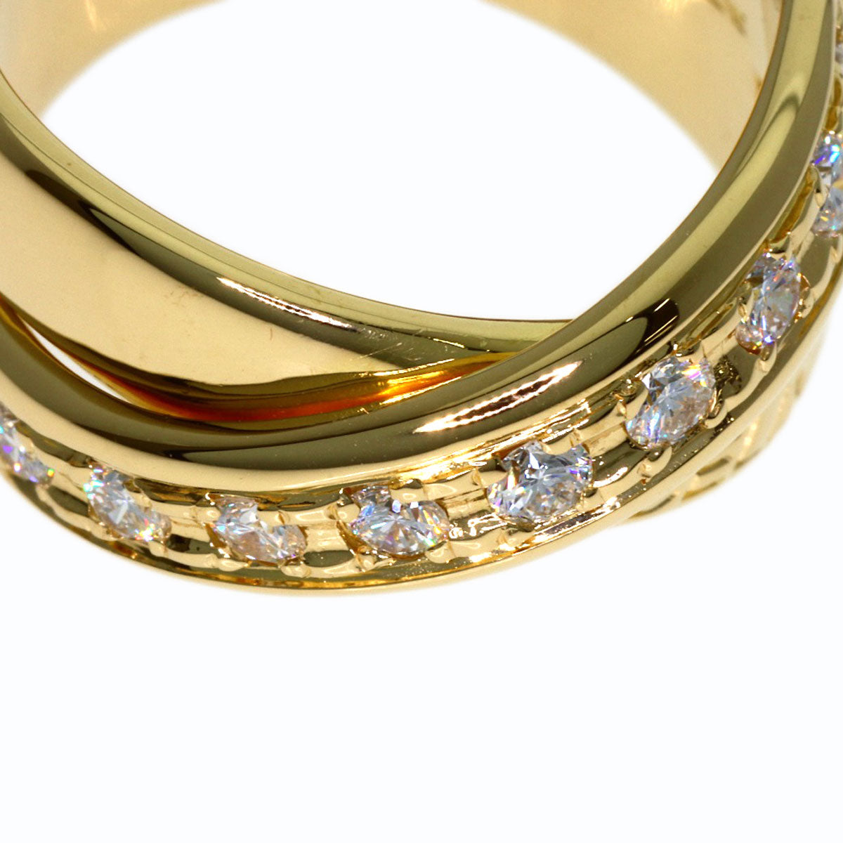 CELINE Logo Cross Diamond Ring K18 Yellow Gold Ladies [Used]