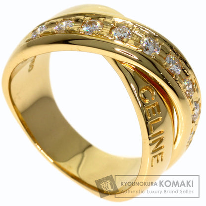 CELINE Logo Cross Diamond Ring K18 Yellow Gold Ladies [Used]
