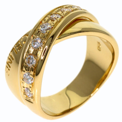 CELINE Logo Cross Diamond Ring K18 Yellow Gold Ladies [Used]