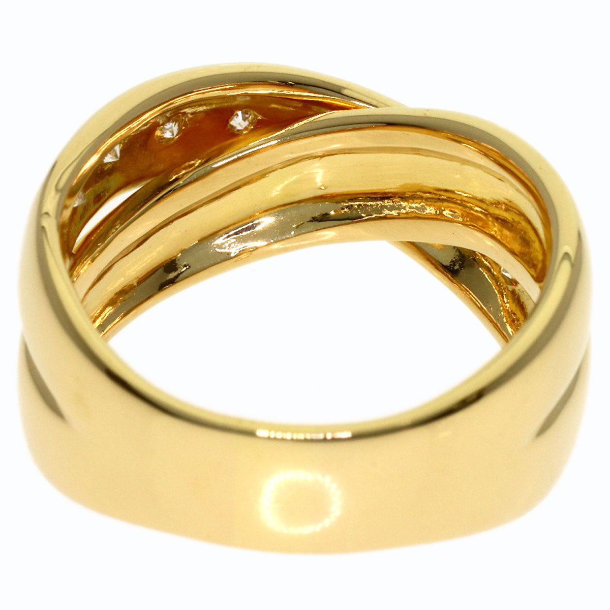 CELINE Logo Cross Diamond Ring K18 Yellow Gold Ladies [Used]