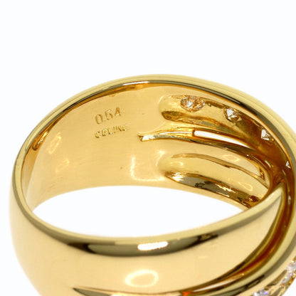 CELINE Logo Cross Diamond Ring K18 Yellow Gold Ladies [Used]