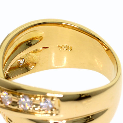 CELINE Logo Cross Diamond Ring K18 Yellow Gold Ladies [Used]