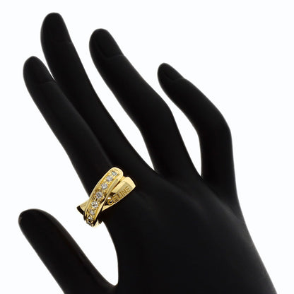 CELINE Logo Cross Diamond Ring K18 Yellow Gold Ladies [Used]