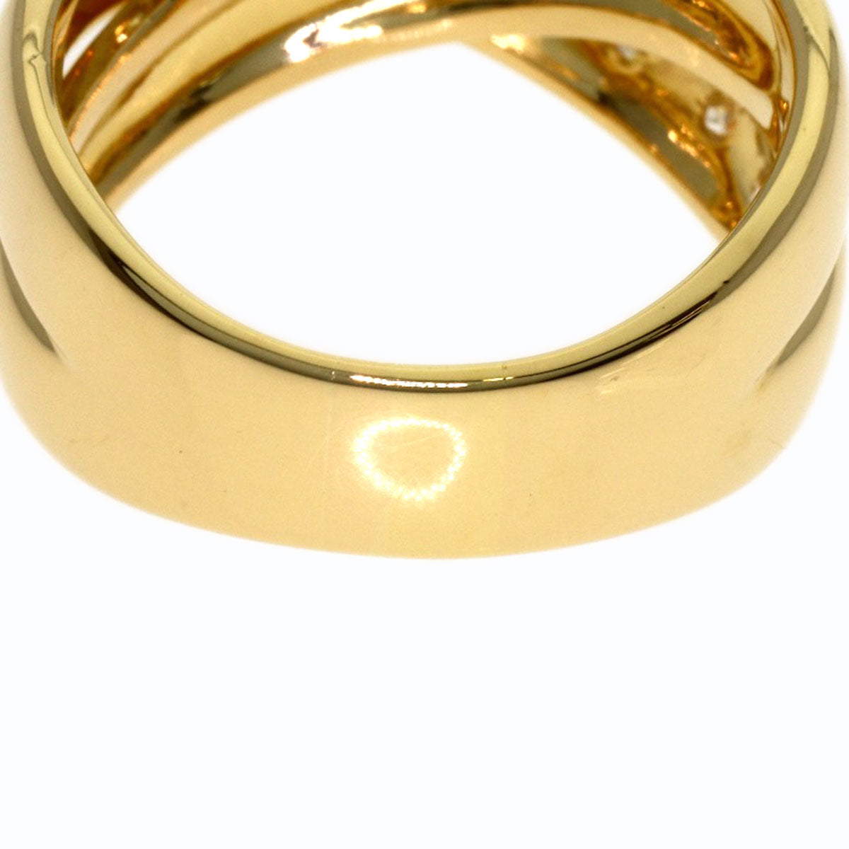 CELINE Logo Cross Diamond Ring K18 Yellow Gold Ladies [Used]