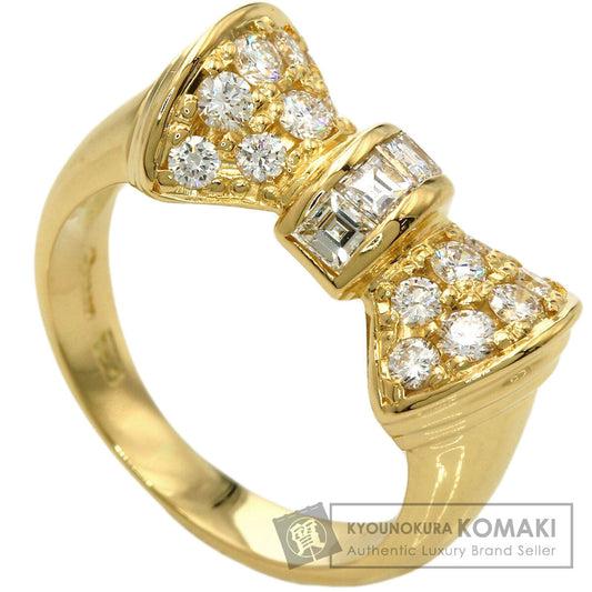 Queen Ribbon Diamond Ring K18 Yellow Gold Ladies [Used]