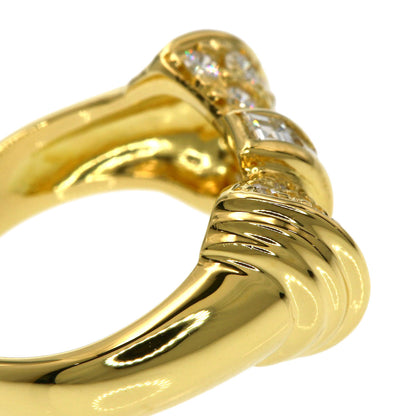 Queen Ribbon Diamond Ring K18 Yellow Gold Ladies [Used]