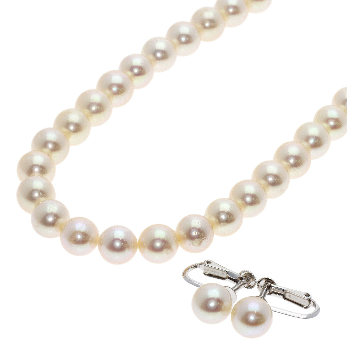 TASAKI Pearl Pearl Earring 2-piece set Necklace K14 White Gold Ladies [Used]