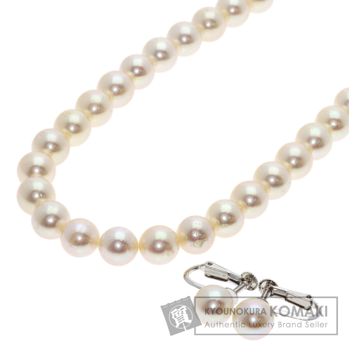 TASAKI Pearl Pearl Earring 2-piece set Necklace K14 White Gold Ladies [Used]