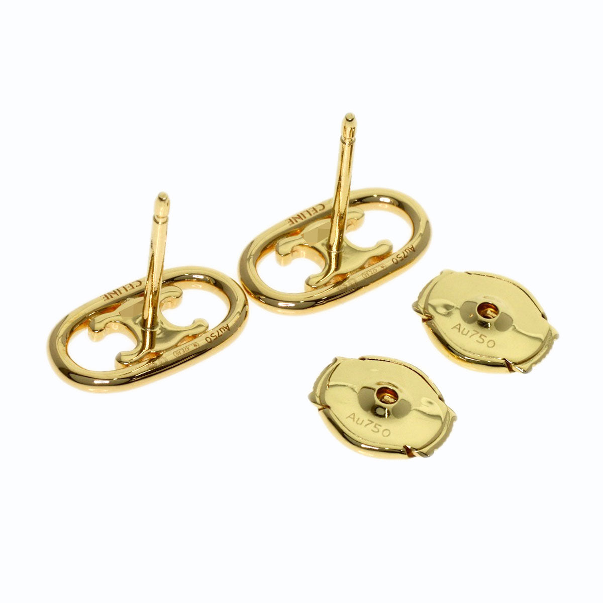 CELINE Maillon Triomphe Studs earring K18 Yellow Gold Ladies [Used]