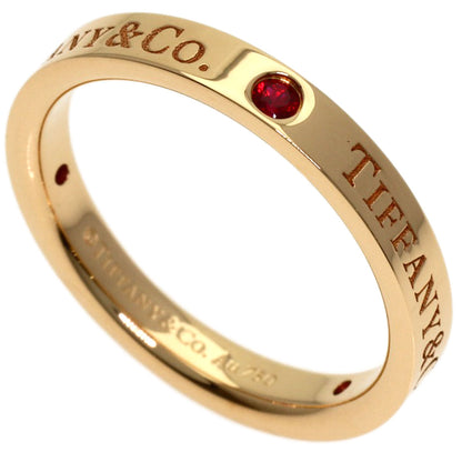 TIFFANY&Co. Flat Band 3P Ruby Ring K18 Pink Gold Ladies [Used]