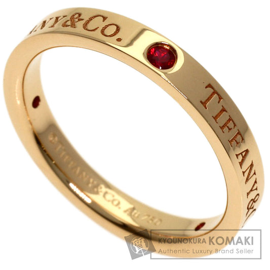 TIFFANY&Co. Flat Band 3P Ruby Ring K18 Pink Gold Ladies [Used]
