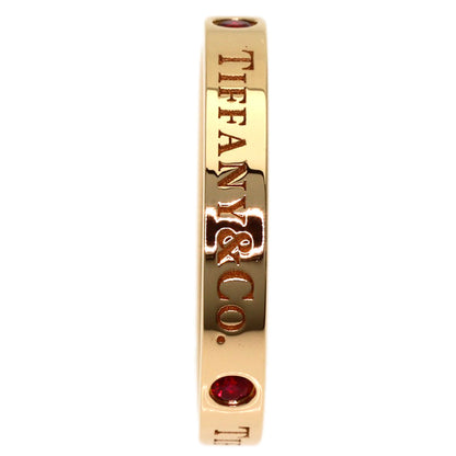 TIFFANY&Co. Flat Band 3P Ruby Ring K18 Pink Gold Ladies [Used]