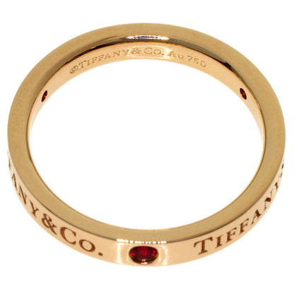 TIFFANY&Co. Flat Band 3P Ruby Ring K18 Pink Gold Ladies [Used]