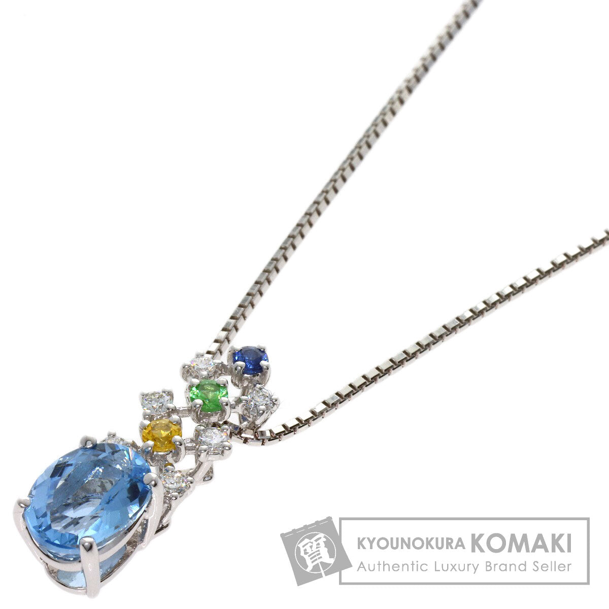 TASAKI Multi-colored stone Necklace K18 White Gold Ladies [Used]