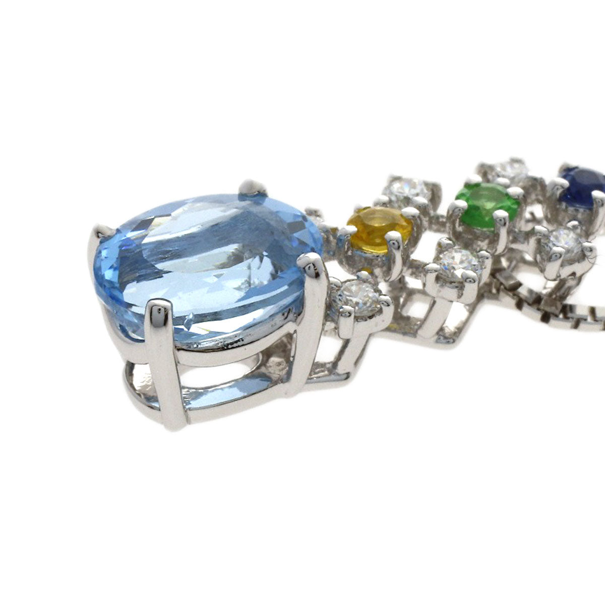 TASAKI Multi-colored stone Necklace K18 White Gold Ladies [Used]