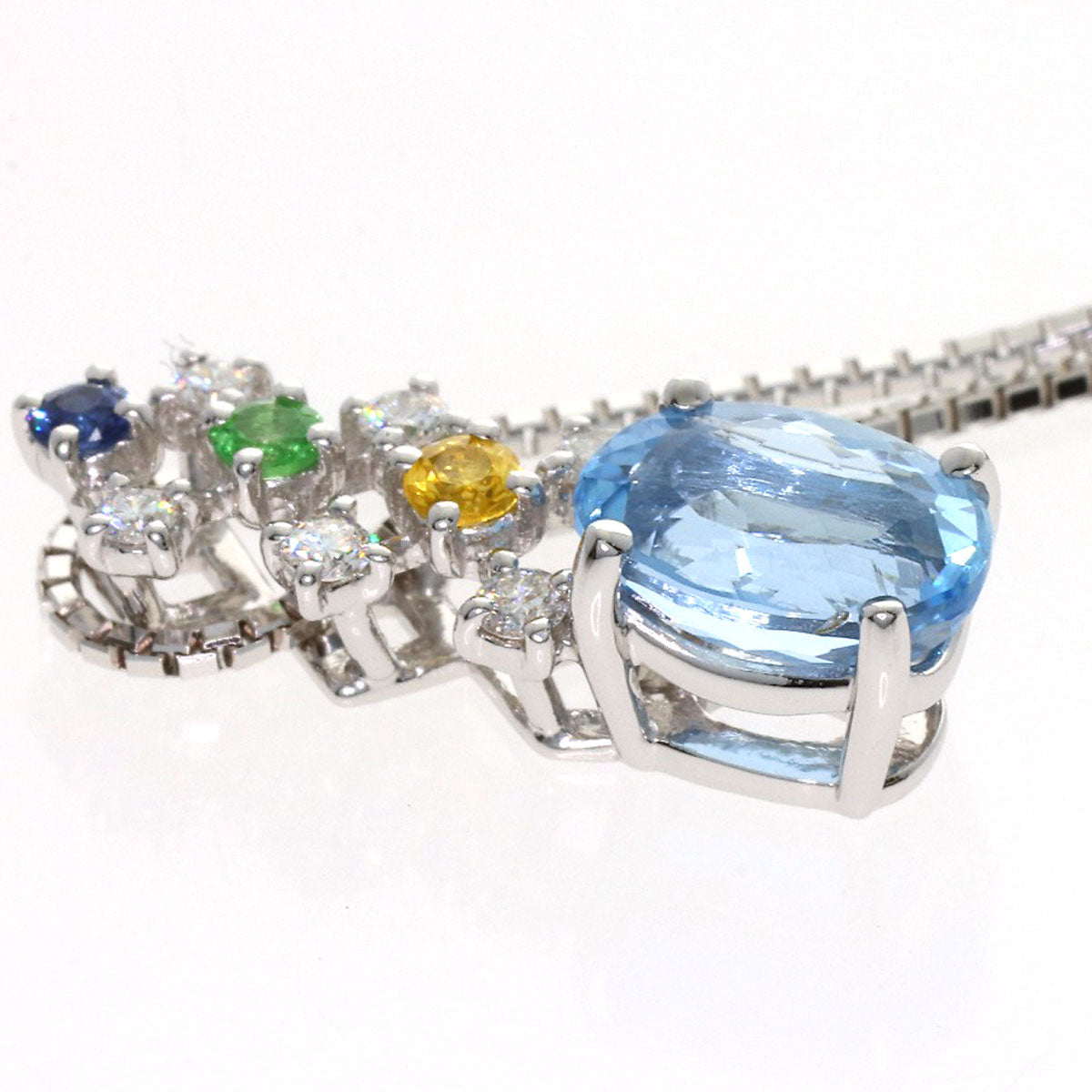 TASAKI Multi-colored stone Necklace K18 White Gold Ladies [Used]
