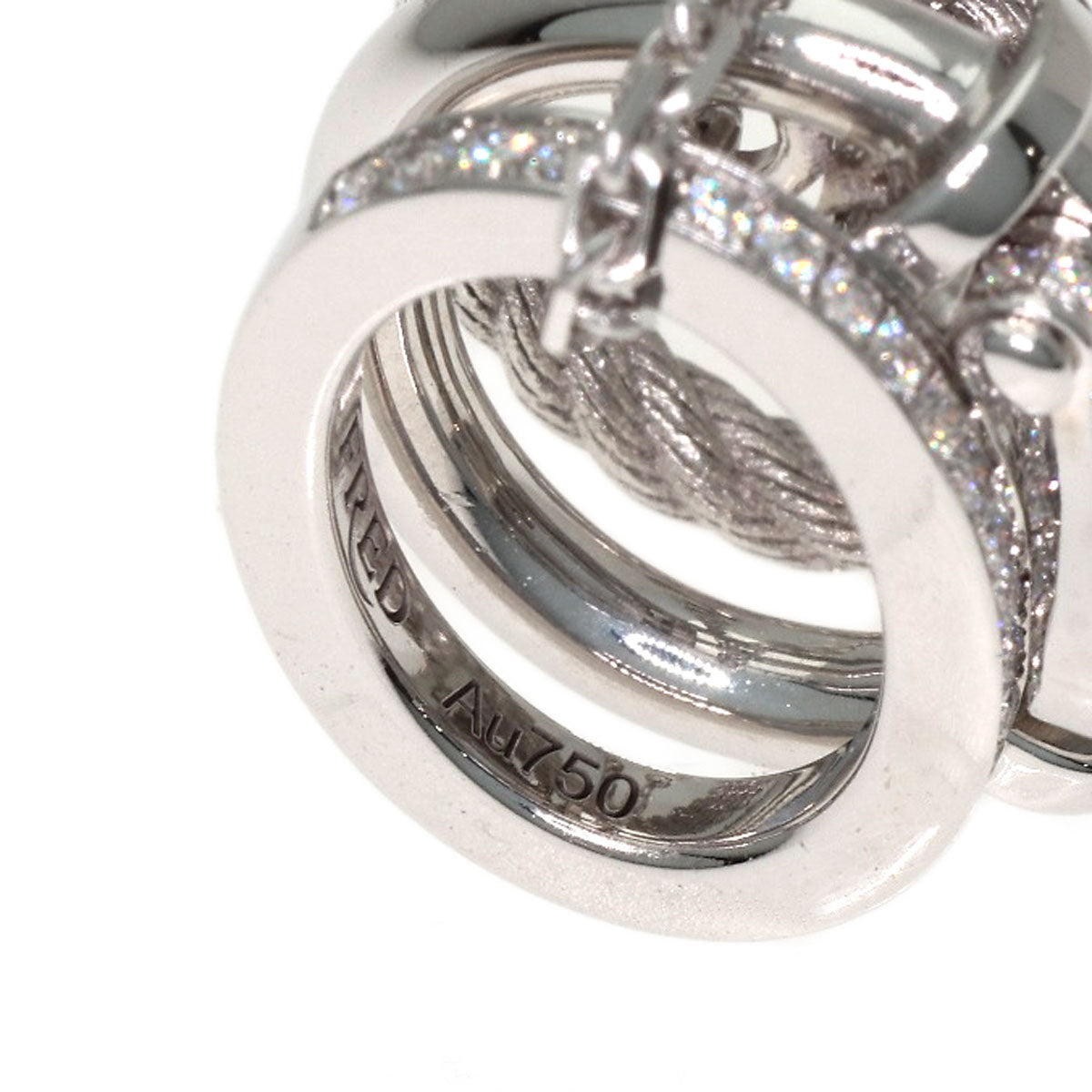 FRED Force 10 Diamond Necklace K18 White Gold Ladies [Used]