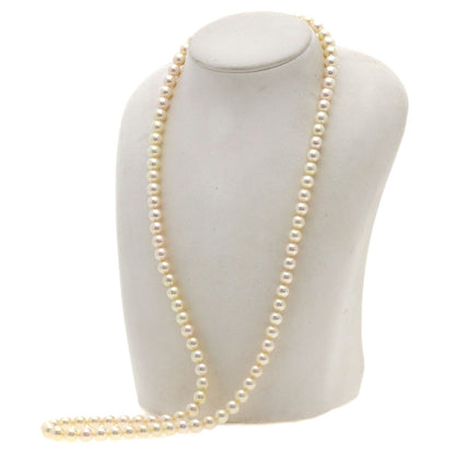 MIKIMOTO Pearl Pearl Long Necklace K14 White Gold Ladies [Used]
