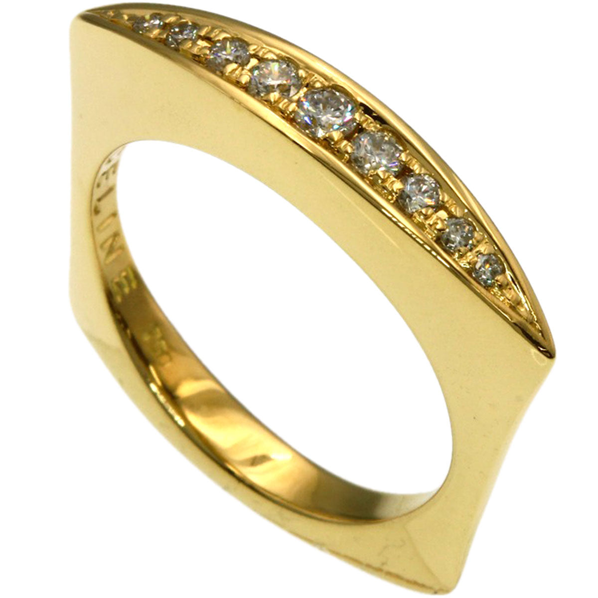 CELINE Square Diamond Ring K18 Yellow Gold Ladies [Used]