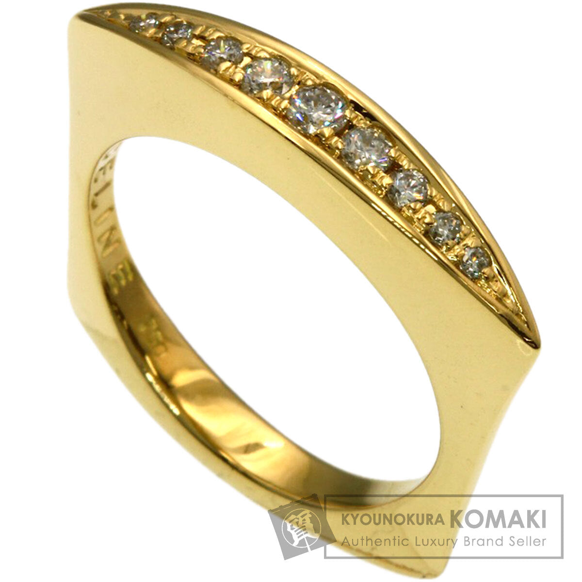 CELINE Square Diamond Ring K18 Yellow Gold Ladies [Used]