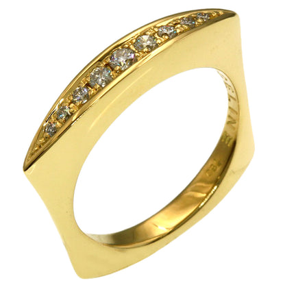CELINE Square Diamond Ring K18 Yellow Gold Ladies [Used]