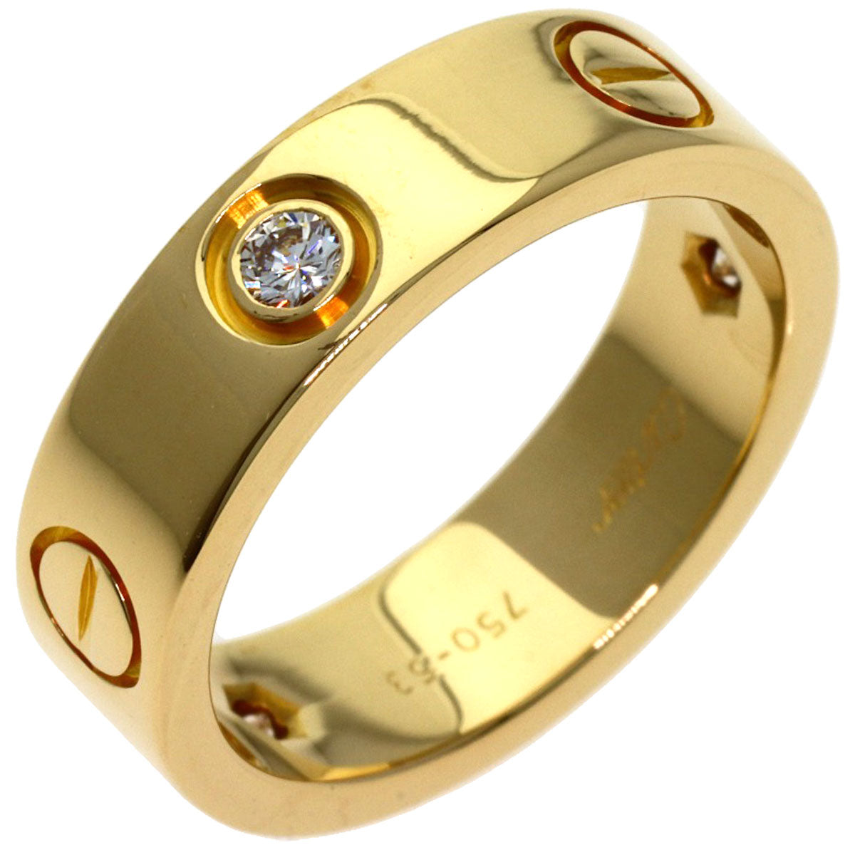 CARTIER love ring half diamond # 53 Ring K18 Yellow Gold Ladies [Used]