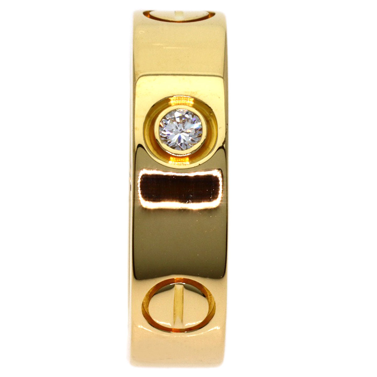 CARTIER love ring half diamond # 53 Ring K18 Yellow Gold Ladies [Used]