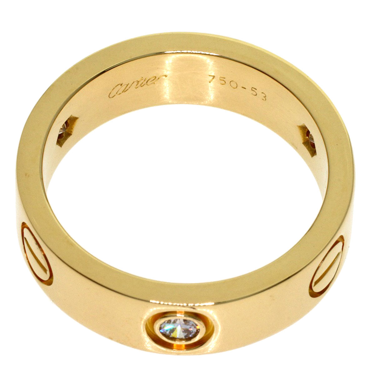 CARTIER love ring half diamond # 53 Ring K18 Yellow Gold Ladies [Used]