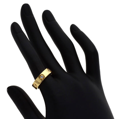 CARTIER love ring half diamond # 53 Ring K18 Yellow Gold Ladies [Used]