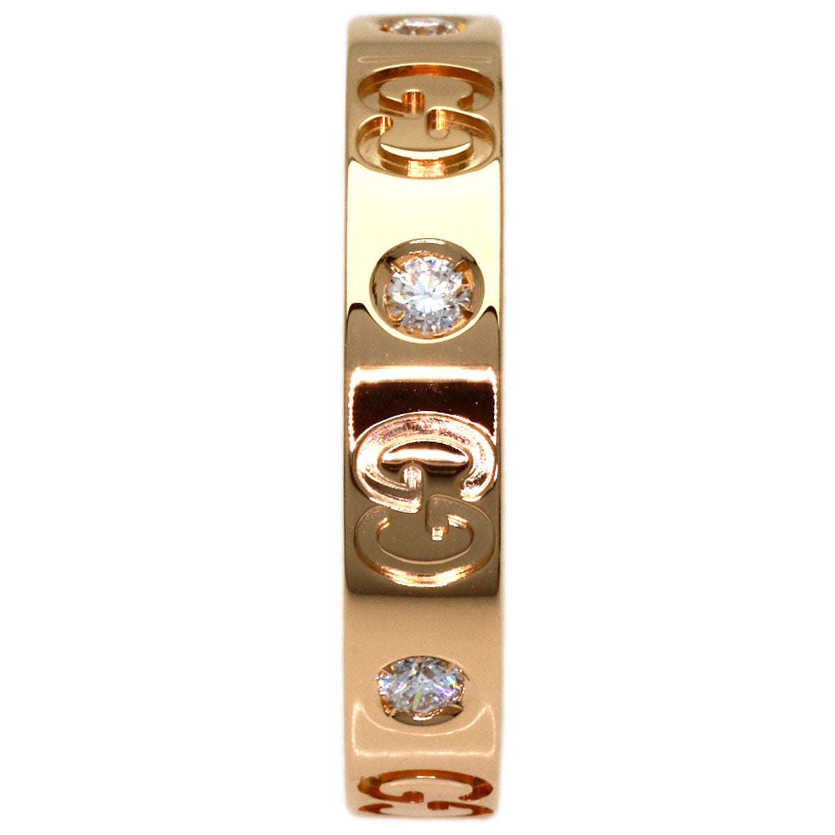 GUCCI Icon 6P Diamond #13 Ring K18 Pink Gold Ladies [Used]