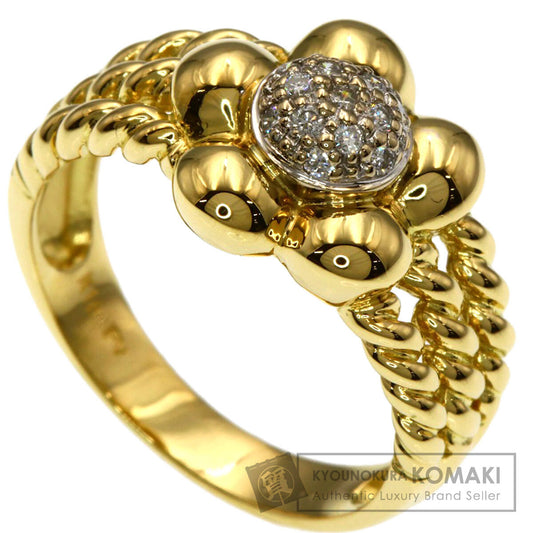 Ponte Vecchio Flower motif Diamond Ring K18 Yellow Gold Ladies [Used]