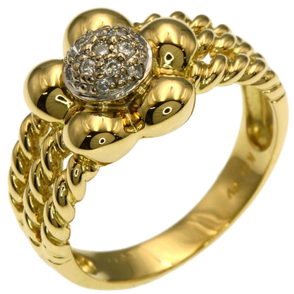 Ponte Vecchio Flower motif Diamond Ring K18 Yellow Gold Ladies [Used]