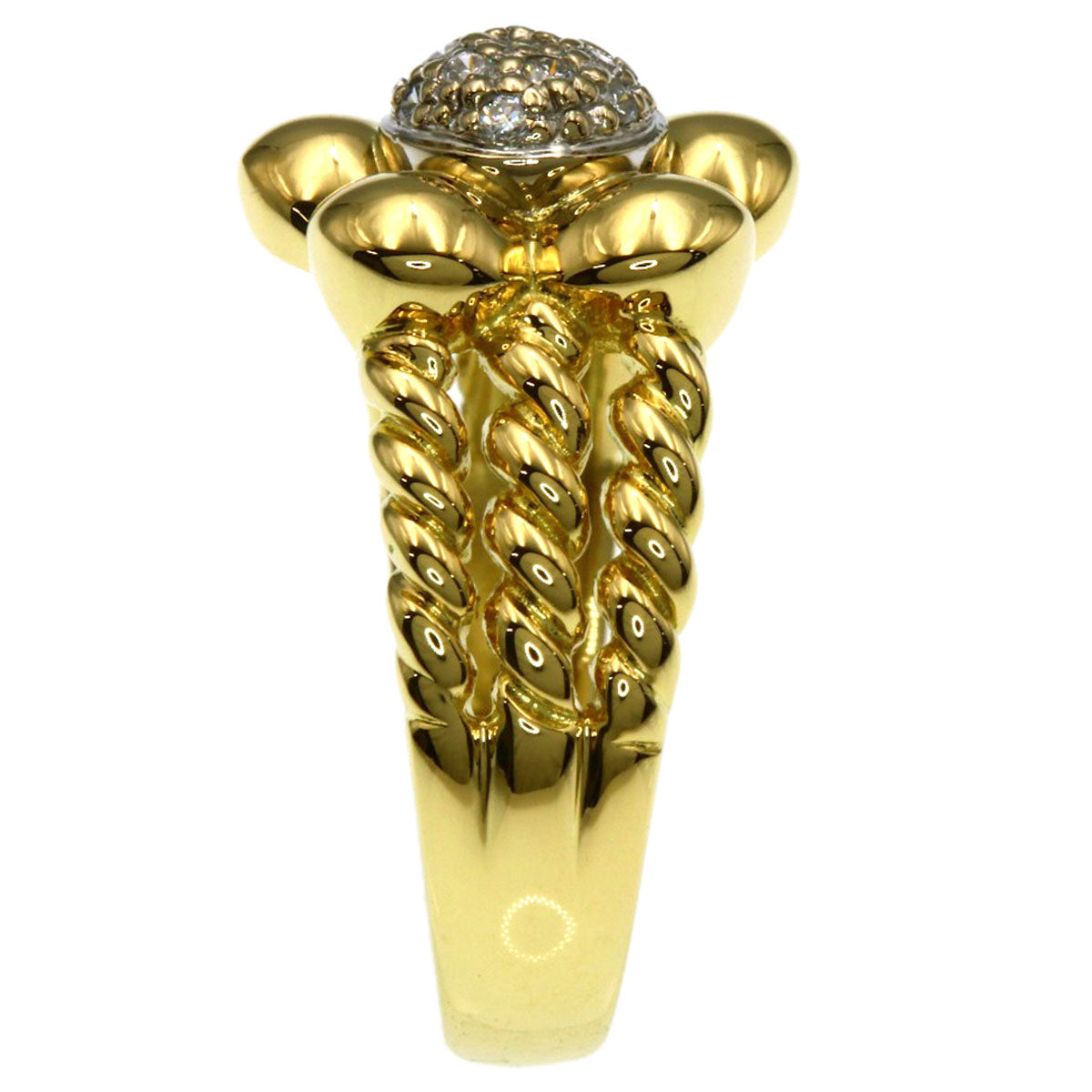 Ponte Vecchio Flower motif Diamond Ring K18 Yellow Gold Ladies [Used]