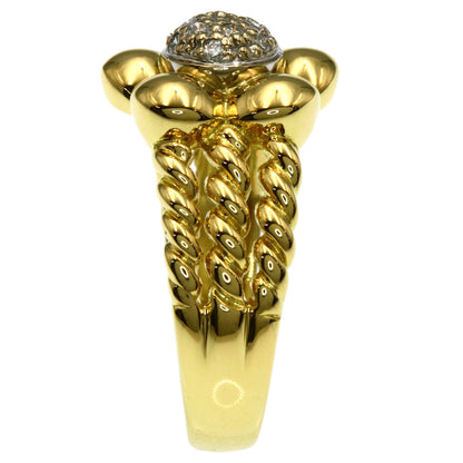 Ponte Vecchio Flower motif Diamond Ring K18 Yellow Gold Ladies [Used]
